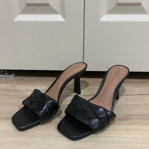 Gianni Bini Black Braided Heeled Mules